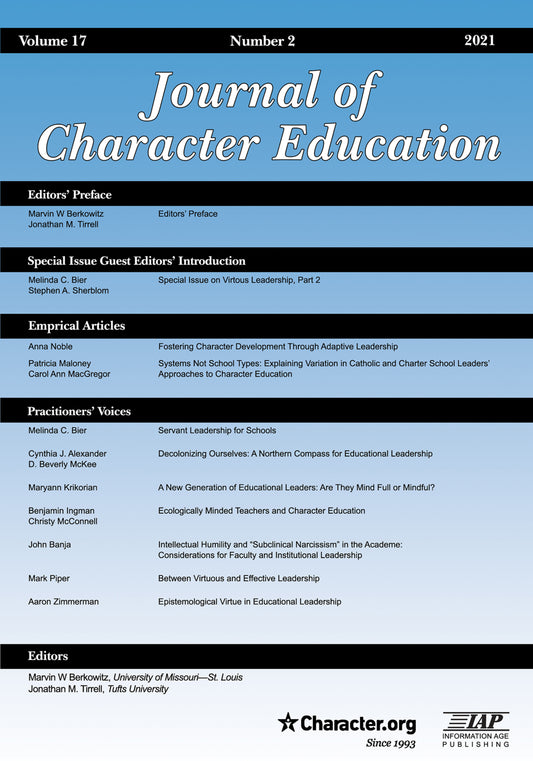 Journal of Character Education Vol 17 Issue 1