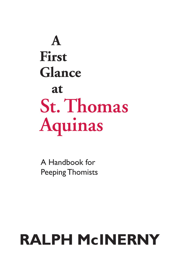 Cover image for A First Glance at St. Thomas Aquinas ISBN 9780268009755
