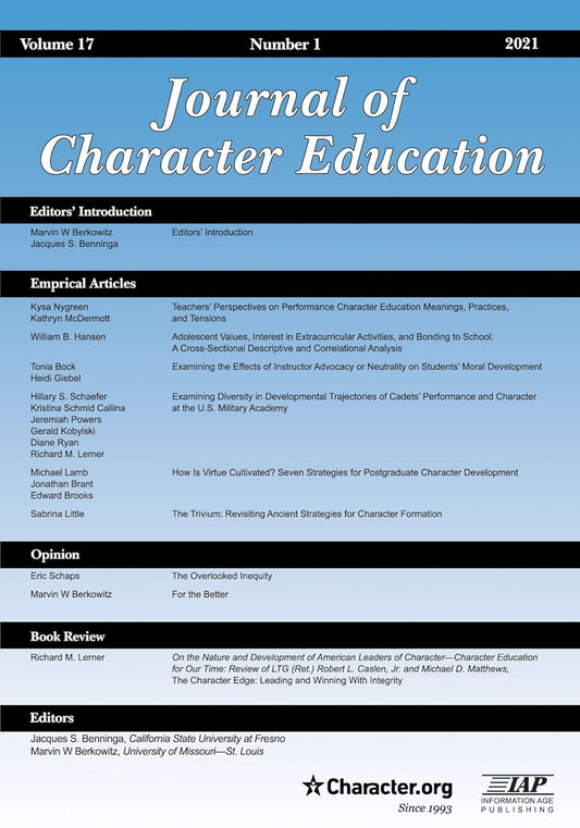 Journal of Character Education Vol 17 Issue 1